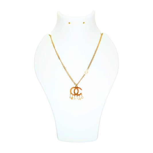 Anti Tarnish Gold Chain with Letters & Pearl Stone For Girls & Women