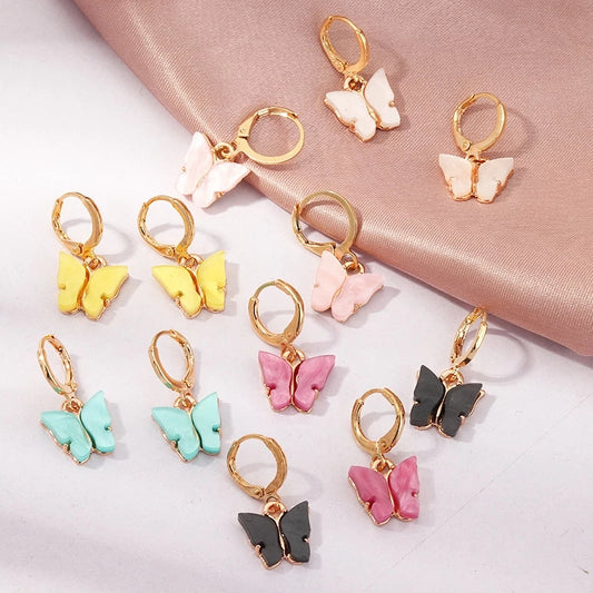 Gold Plated Butterfly Huggie Hoops Earrings For Women And Girls