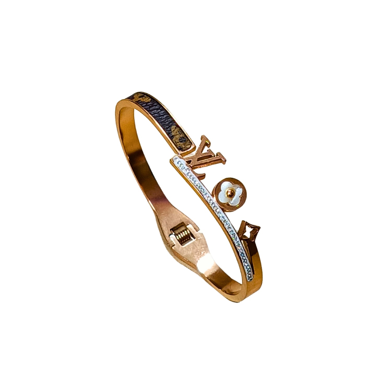 Rose Gold Plated Stainless Steel Louis Vuitton Zircon Bracelet Kada Anti Tarnish Jewellery