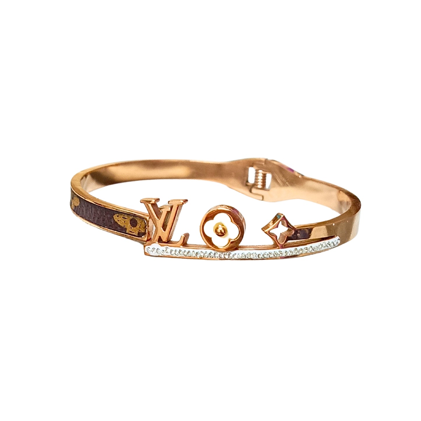 Rose Gold Plated Stainless Steel Louis Vuitton Zircon Bracelet Kada Anti Tarnish Jewellery