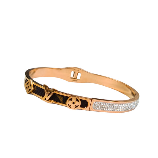 Rose Gold Plated Louis Vuitton Stainless Steel Zircon Bracelet Kada Anti Tarnish Jewellery