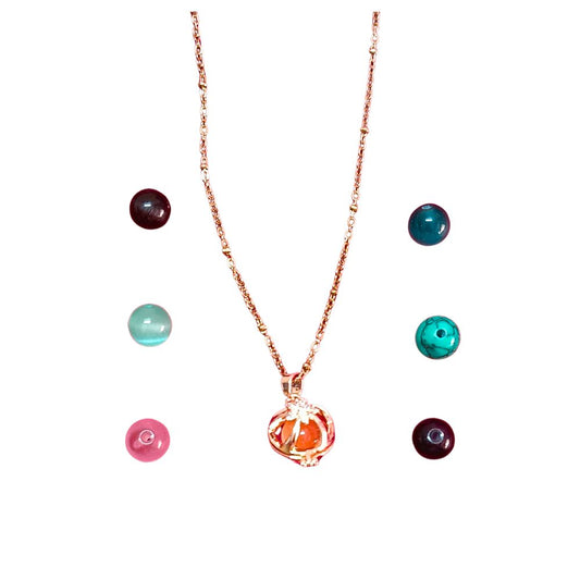 Anti Tarnish American Diamond Detachable Stones Pendant Chain Set With 7 Colored Stones For Girls Women - Round Shape