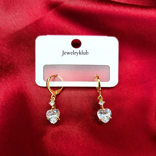 Heart Shape Hanging American Diamond Stone earrings For Girls Women