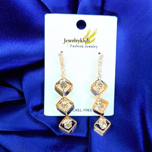 American Diamond Hanging Long Earrings For Girls Women