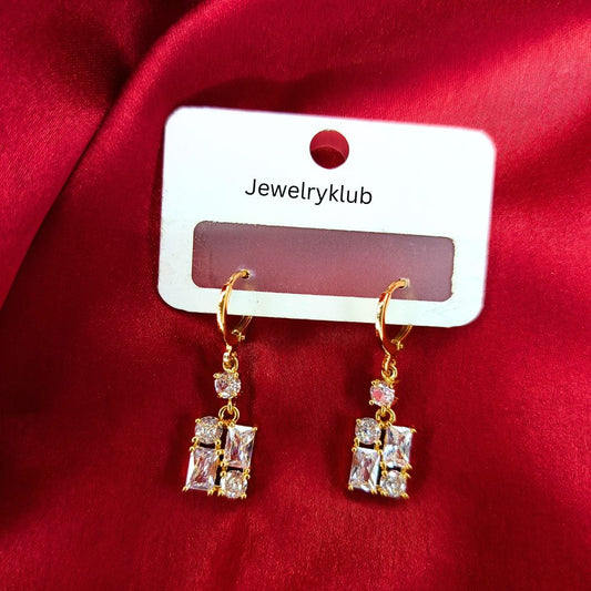 American Diamond Stone Earrings Square Shaped For Girls Women