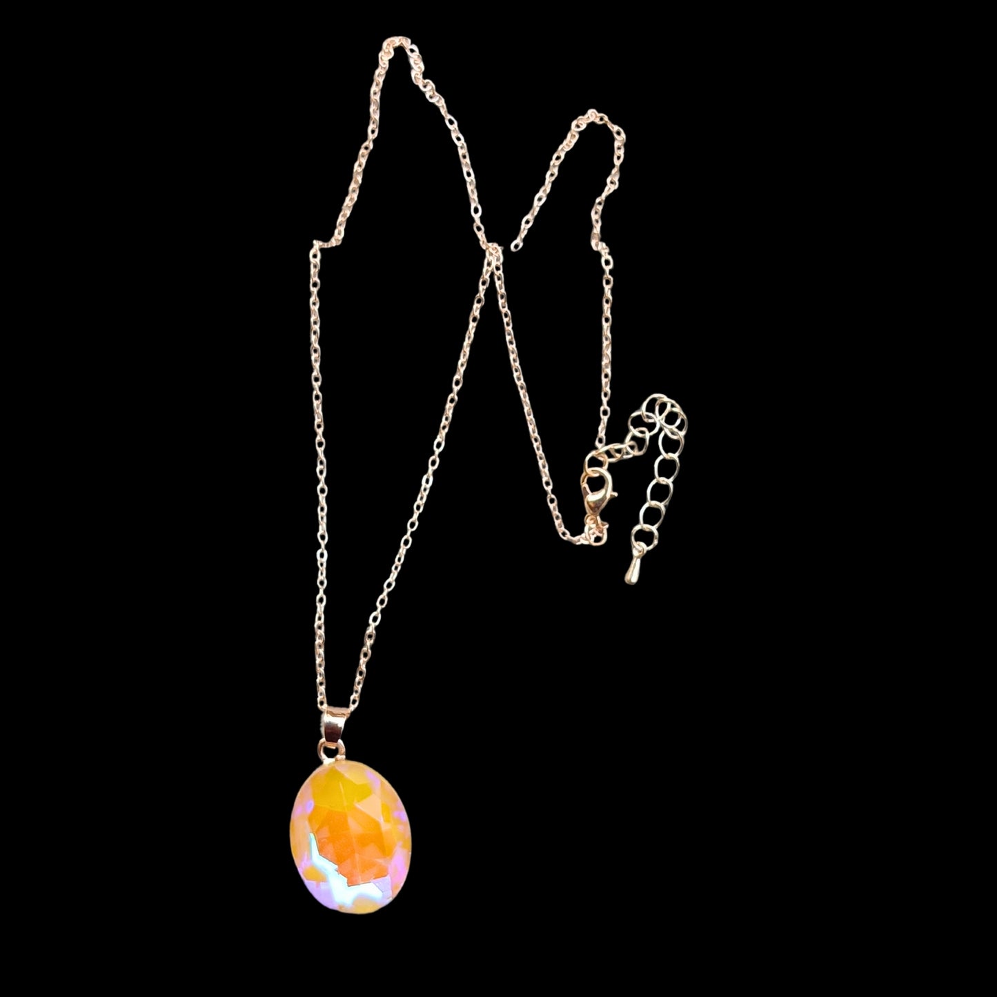 Jewelry Combo Set For Women and Girls Light Orange Crystal Stones Pendant Chain With Matching Earrings