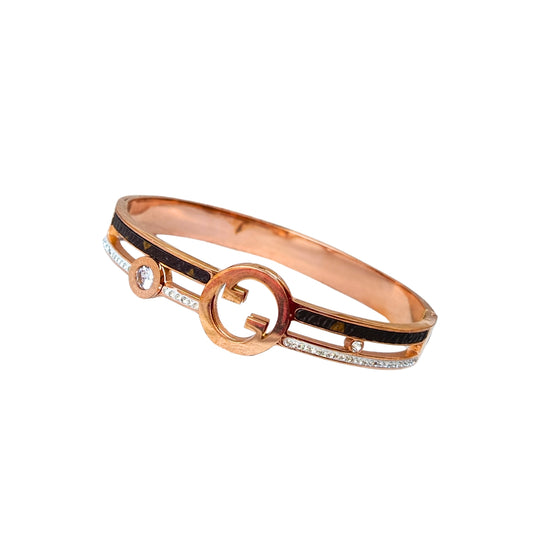 Rose Gold Plated Gucci Zircon Bracelet Kada Anti Tarnish Jewellery