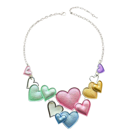 Statement Heart Necklace for Women Girls – Romantic Multicolor Multilayer Design